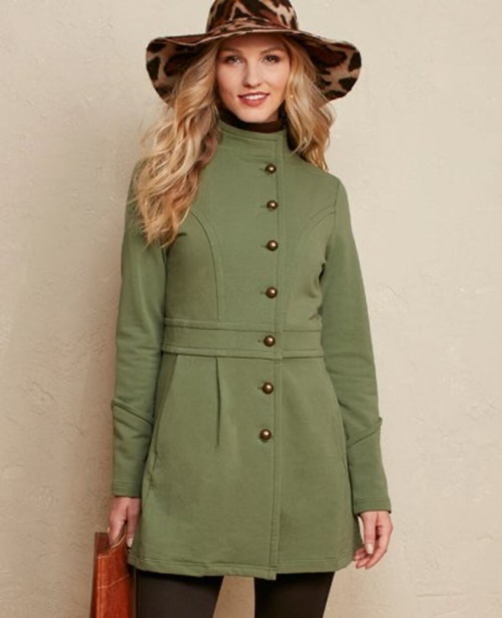 Matilda Jane Ida Jacket Green Military Button Front Coat Size Medium